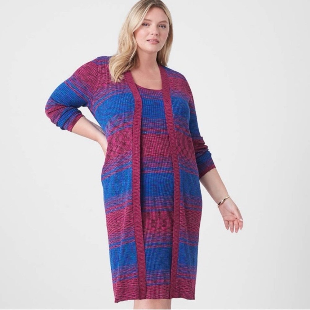 Lane Bryant Blue and Pink Knit dress with sweater 14/16
Great‎ condition